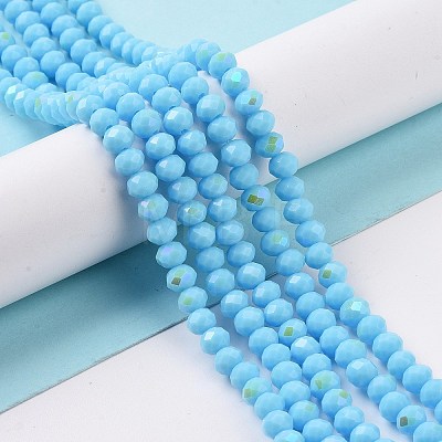 Electroplate Opaque Solid Color Glass Beads Strands EGLA-A044-P2mm-L08-1