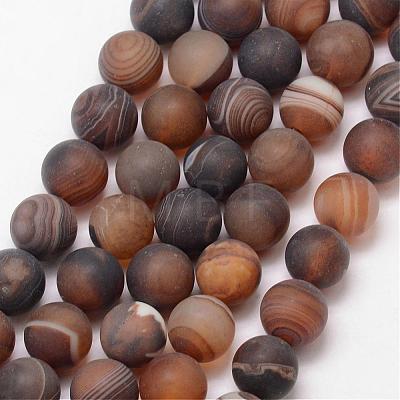 Natural Striped Agate/Banded Agate Bead Strands G-K166-12-12mm-04-1