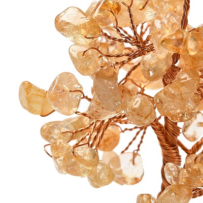 Christmas Natural Yellow Quartz Chips Tree Decorations DJEW-K028-01D-1