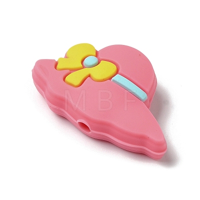 Hat with Bowknot Silicone Focal Beads SIL-M006-04C-1