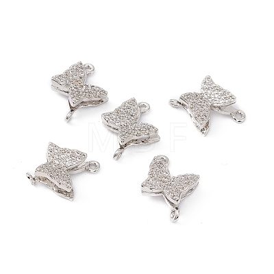 Brass Micro Pave Clear Cubic Zirconia Connector Charms ZIRC-P100-06P-1