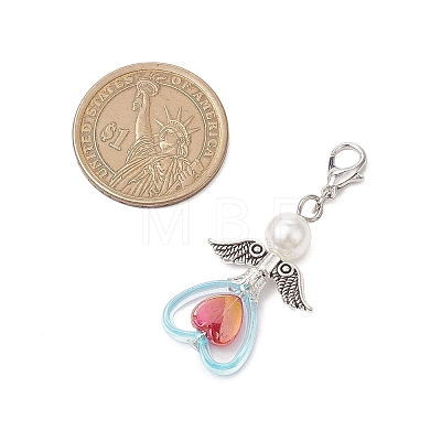 ABS Plastic Imitation Pearl & Transparent Acrylic Pendants Decorations HJEW-JM03603-03-1