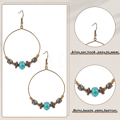 4 Pairs 4 Style Bohemia Glass & Acrylic Beaded Circle Ring Dangle Earrings EJEW-AN0002-95-1