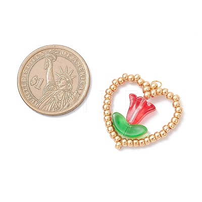 MIYUKI Glass Seed Beaded Heart and Flower Pendants PALLOY-MZ01079-02-1
