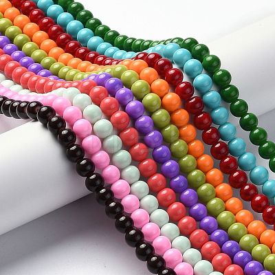 Baking Painted Glass Round Bead Strands DGLA-Q020-8mm-M-1