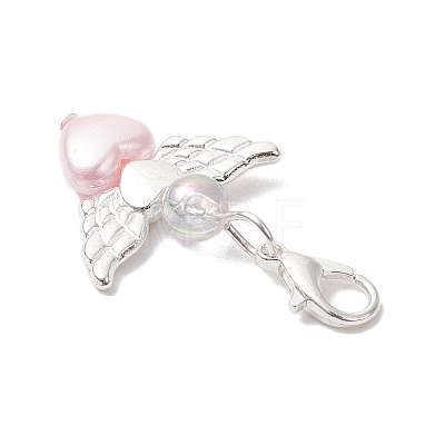 Opaque Acrylic Heart Angel Pendant Decorations HJEW-JM04528-1