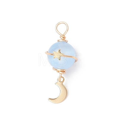 Dyed Natural Selenite Planet Pendants PALLOY-JF03769-01-1