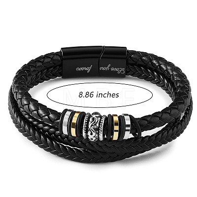 Word Love You Forever Braided Leather Triple Layer Multi-strand Bracelet JB750A-1