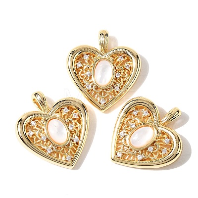 Natural White Shell Pendants KK-Z149-19G-1