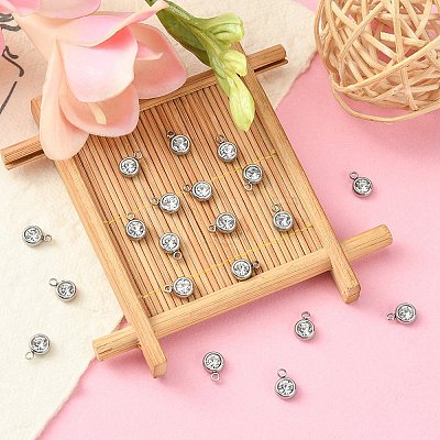 20Pcs 201 Stainless Steel Rhinestone Charms STAS-YW0002-02A-1