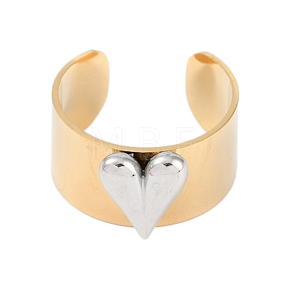 304 Stainless Steel Heart Open Cuff Rings RJEW-C095-04G-1
