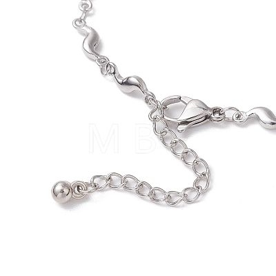 304 Stainless Steel Wave Link Chain Anklets AJEW-AN00641-02-1