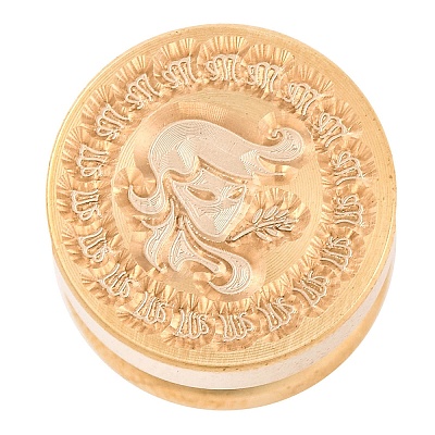 Golden Tone Round Wax Seal Brass Stamp Heads AJEW-S087-02G-02-1