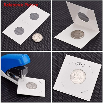 Cardboard Staple Type Coin Mylar Flip Holder Cover Case AJEW-WH0052-06C-1