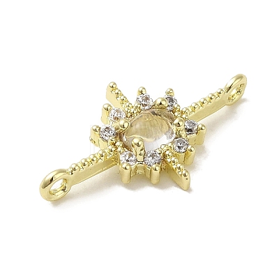 Brass Pave Clear Cubic Zirconia Star Links Connector Charms KK-K371-06G-1