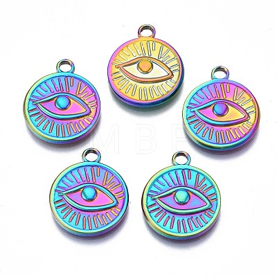 Rainbow Color 304 Stainless Steel Pendants Enamel Settings STAS-S119-095-1