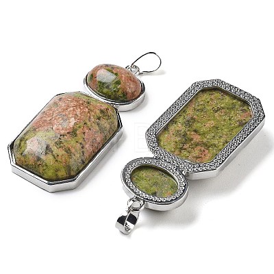 Natural Unakite Human Body Shaped Pendants G-P552-03P-06-1