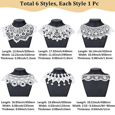 6Pcs 6 Styles Polyester Embroidery Lace Collar AJEW-CY0002-84-1