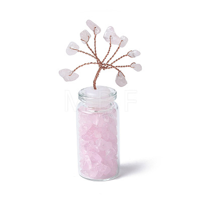 Natural Rose Quartz Chips Tree Decorations DJEW-P021-E01-1