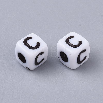 White Opaque Acrylic Beads MACR-R869-02C-1