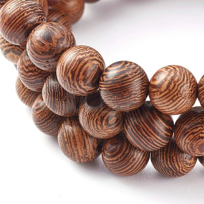 Round Natural Wood Beads Stretch Bracelets Sets BJEW-JB06000-1