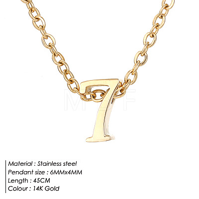 304 Stainless Steel Number Pendant Necklaces FS-WG6717D-05-1