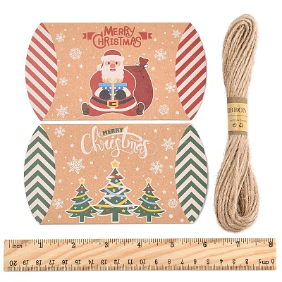 24Pcs 12 Styles Christmas Theme Cardboard Candy Pillow Boxes CON-FS0001-12-1