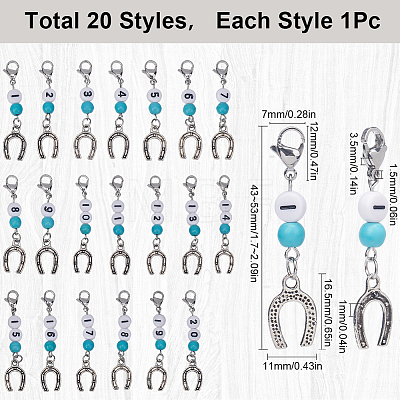 20Pcs Synthetic Turquoise Locking Pendant Stitch Markers HJEW-SC00037-1