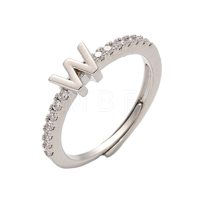 S925 Sterling Silver Adjustable Letter Rings for Women RJEW-M068-01P-W-1