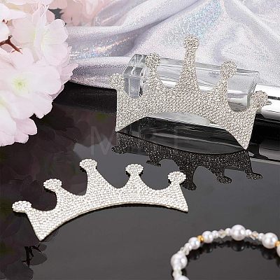 Crown Shape Glass Rhinestone Car Stickers DIY-WH0171-17-1