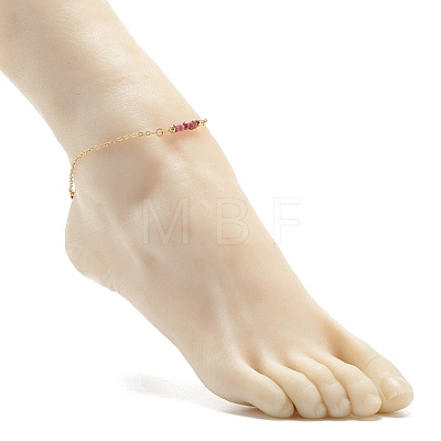 Natural Dyed Malaysia Jade Link Anklets for Women AJEW-AN00474-04-1