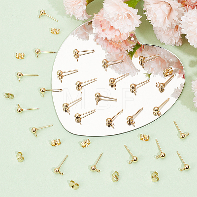 SOFPLATE 100Pcs 304 Stainless Steel Ball Stud Earring Findings STAS-SP0001-55G-1