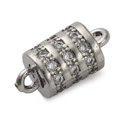 Brass Micro Pave Clear Cubic Zirconia Hollow Column Connector Charms KK-A230-05D-P-1