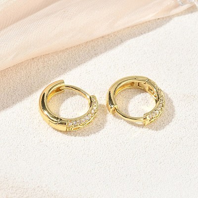 Brass Micro Pave Cubic Zirconia Hoop Earrings KK-CBA30C7-10G-1