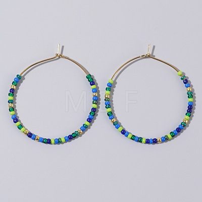 Glass Colorful Beads Hoop Earrings for Women SX7137-5-1