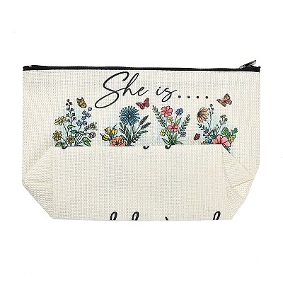 Printed Linen Storage Zipper Clutch Bags ABAG-Z002-01B-1