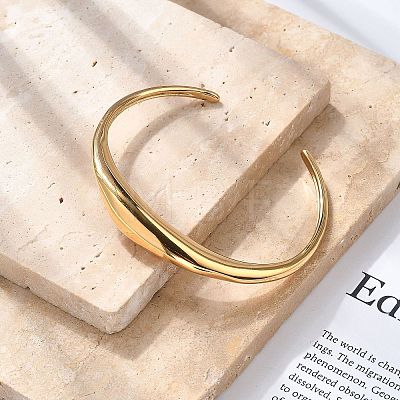 304 Stainless Steel Cuff Bangles for Women BJEW-B108-06G-1