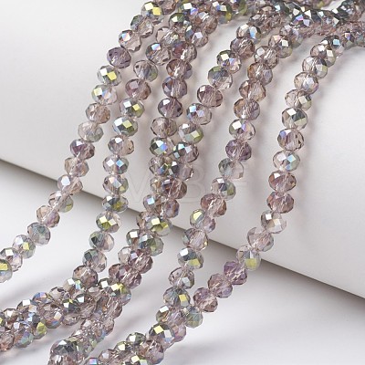 Electroplate Transparent Glass Beads Strands EGLA-A034-T6mm-S-1