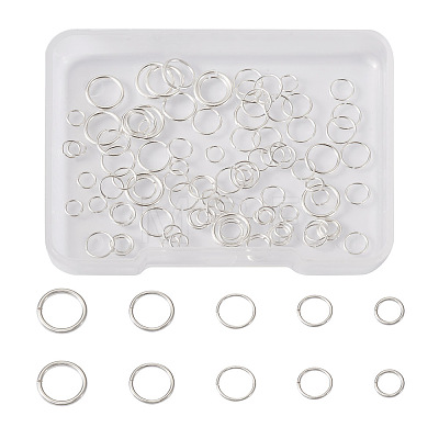 Kissitty 100Pcs 5 Style 925 Sterling Silver Open Jump Rings STER-KS0001-02-1