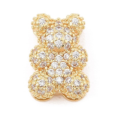 Brass Micro Pave Cubic Zirconia Slide Charms ZIRC-I068-01G-A-1