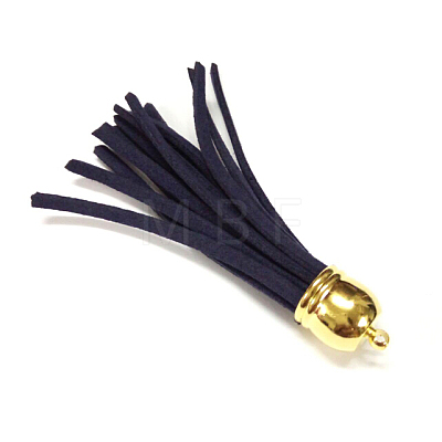 Golden Brass Suede Tassels for Cell Phone Straps Making X-FIND-H004-13G-1