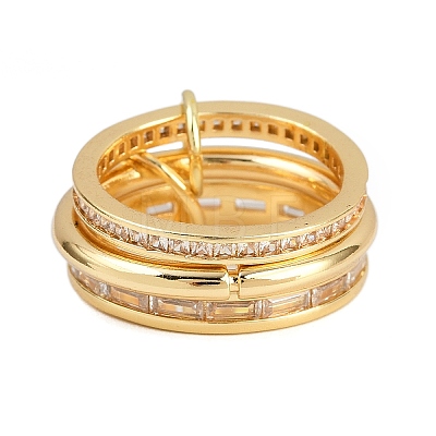 Brass Micro Pave Cubic Zirconia Plain Band Finger Rings for Women RJEW-P160-01D-G-1