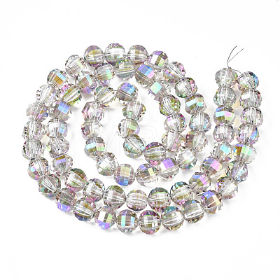Electroplate Transparent Glass Beads Strands EGLA-N002-30-C02-1