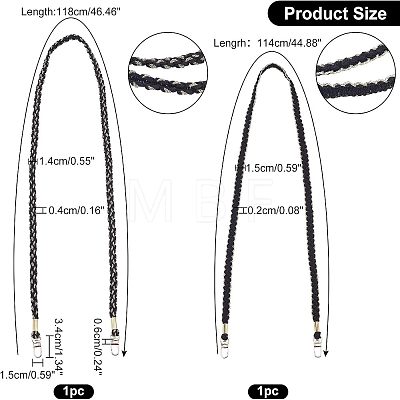 WADORN® 2Pcs 2 Style Braided Cord Bag Straps FIND-WR0005-36-1