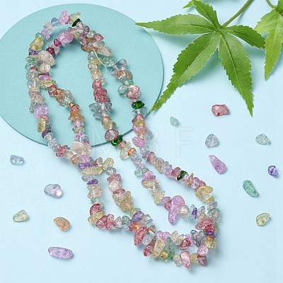 Baking Painted Crackle Glass Beads Strands G-YWC0001-01-1