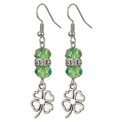 4 Pairs 4 Styles Alloy Clover Dangle Earrings EJEW-JE05539-S-1