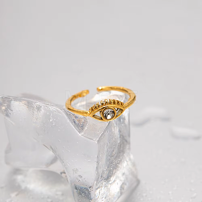 Adjustable 304 Stainless Steel with Cubic Zirconia Cuff Open Rings for Women LS-DT5559-1