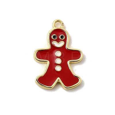 Christmas Brass Enamel Pendants KK-L258-05G-B02-1