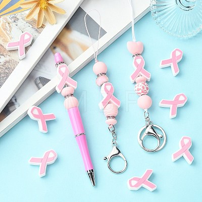 10Pcs Awareness Ribbon Silicone Beads JX887A-1