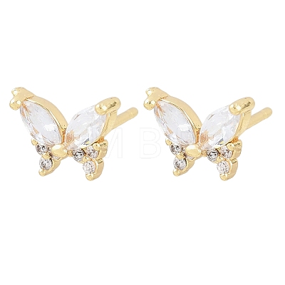 Brass Micro Pave Cubic Zirconia Stud Earrings for Women KK-A305-06G-01-1